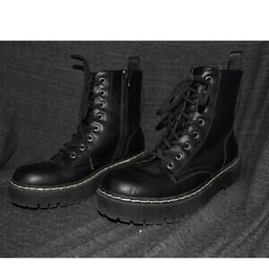 Sincerely Jules Women's 7 M Harley Combat Black Leather Boots Goth Grunge Punk